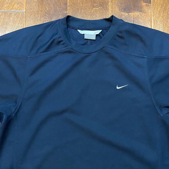 Nike Vintage Y2K Athletic Crewneck Running Workout Navy Blue Top Men's Medium - Picture 2 of 8